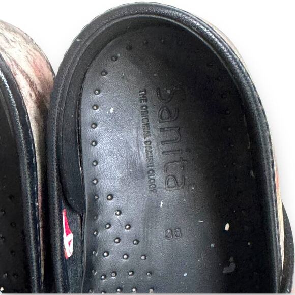 Sanita The Original Danish Leather Clog Shoes Red Watercolor Womens 38 / US 7.5 - Picture 13 of 14
